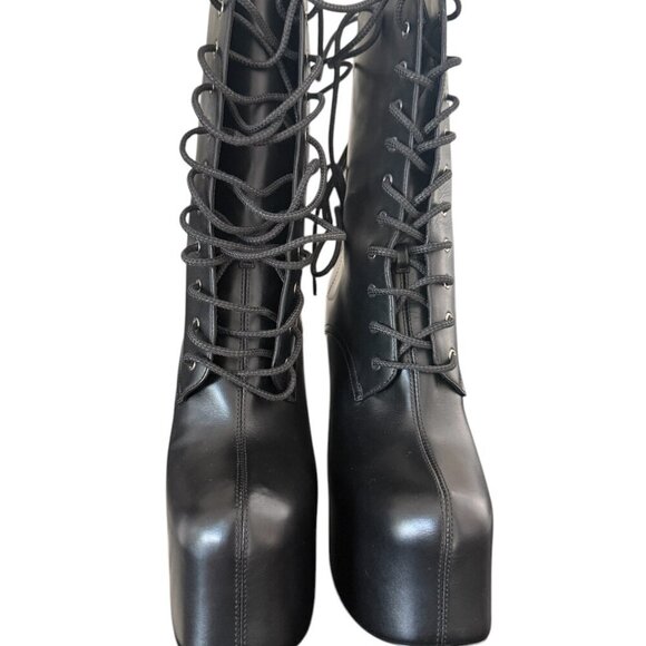 YSL Saint Laurent 690765 Women's Mina 95 Black Platform Leather Boots sz 38.5 - Picture 3 of 15